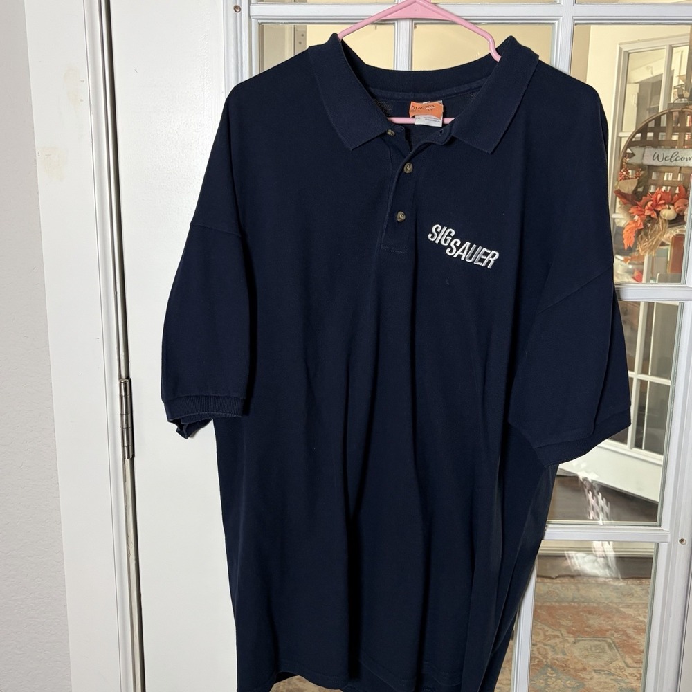 Vintage Sig Sauer Navy Blue Polo Shirt Blue Embroidered 2XL